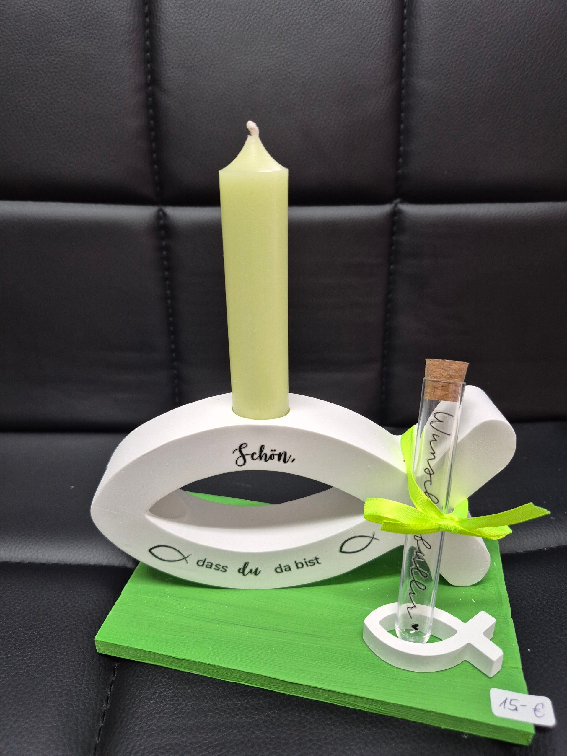Konfirmation/ Kommunion Fisch Geschenk Kerzenhalter Blumenvase