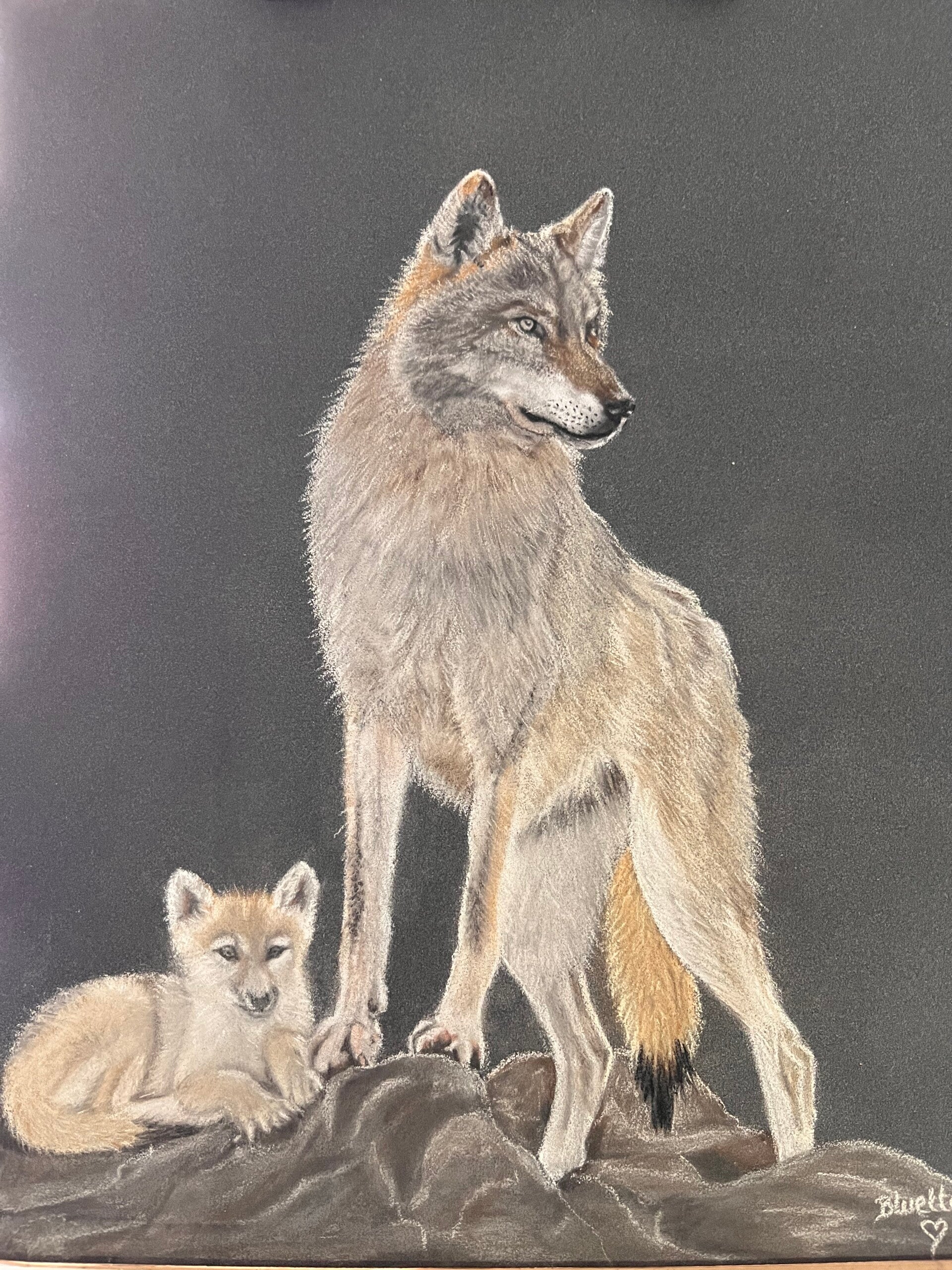 Father and son, pastel