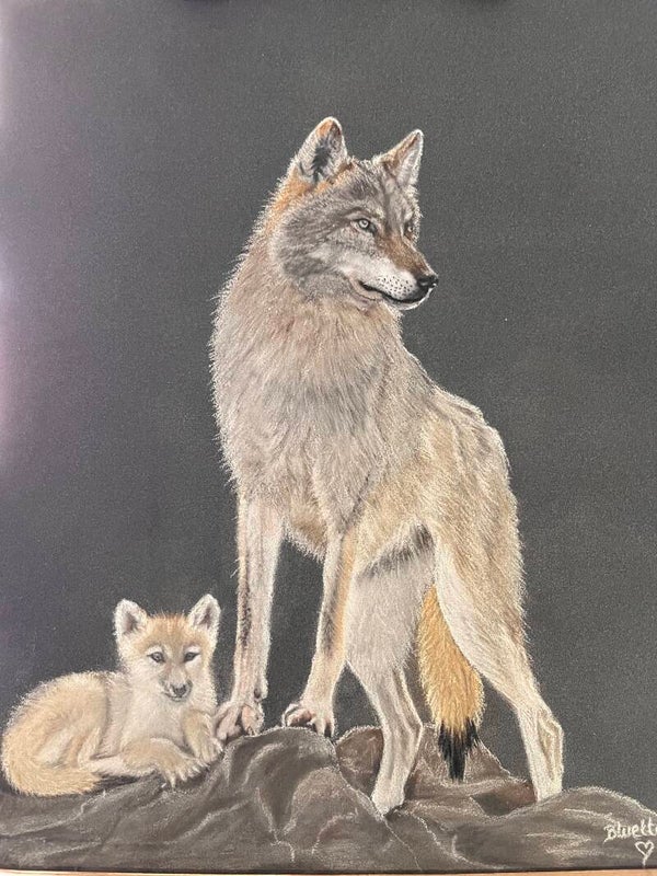 Father and son, pastel