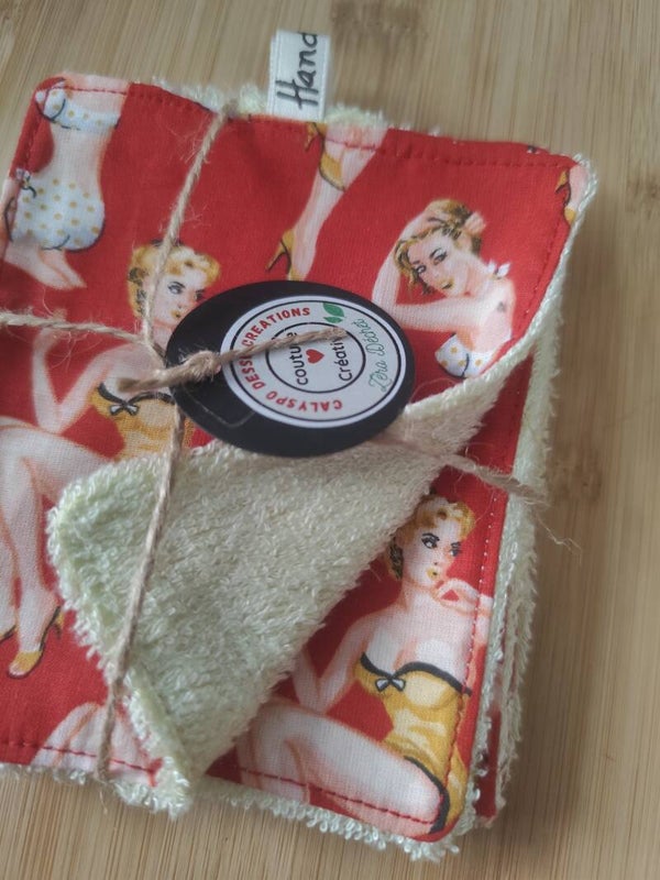 Lingettes  lavables  pin-up rouge