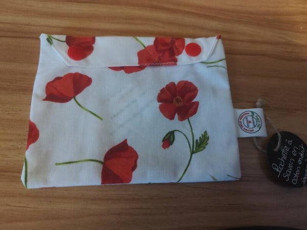 Pochette à savon coquelicots