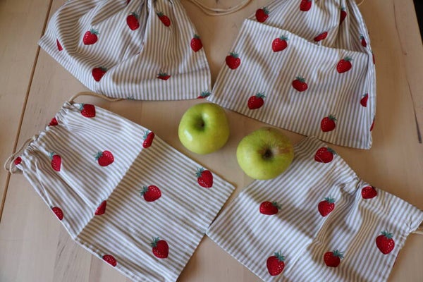 Sacs à vrac "Fraises" lot de 4
