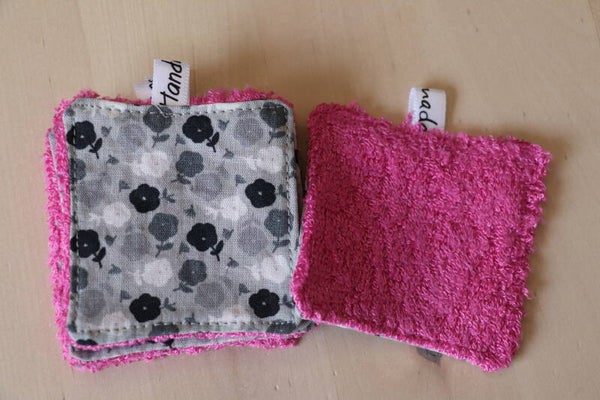 Mini lingettes lavables Fleurs grises