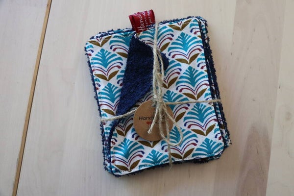 Lingettes  lavables Maria bleu