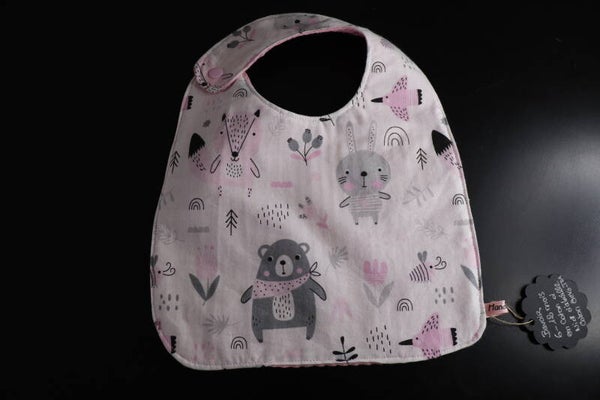 Bavoir 6-12 mois Animaux Rose