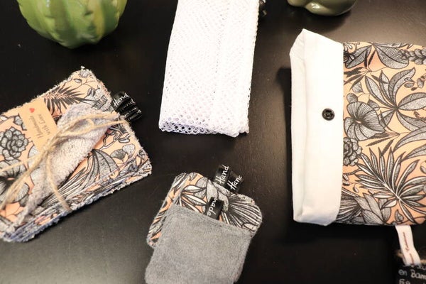 kit  Lingettes démaquillantes lavables Feuillage gris