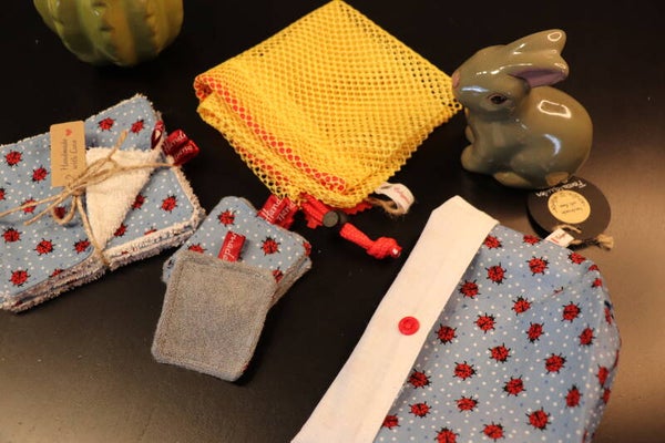 kit  Lingettes démaquillantes lavables "Coxy" bleu