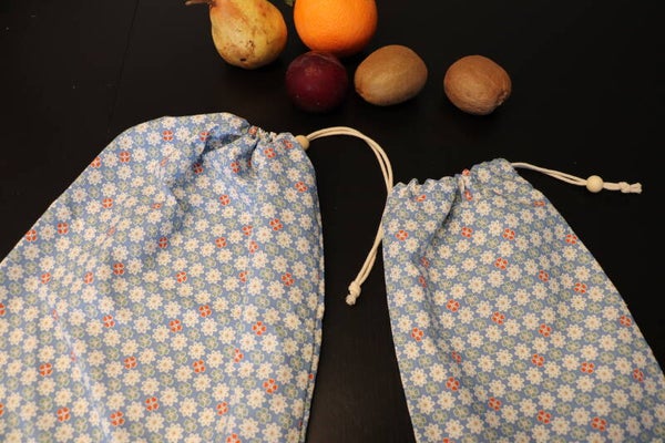 Sac à vrac "Petites fleurs/ bleu" Lot de 2
