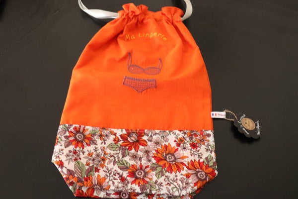 Pochon à lingerie Fleurs orange