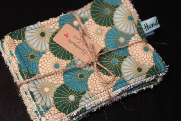 Lingettes  lavables  Fleurs japonaises vertes