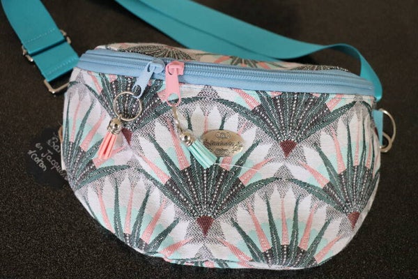 Sac Banane "Eventails" bleu