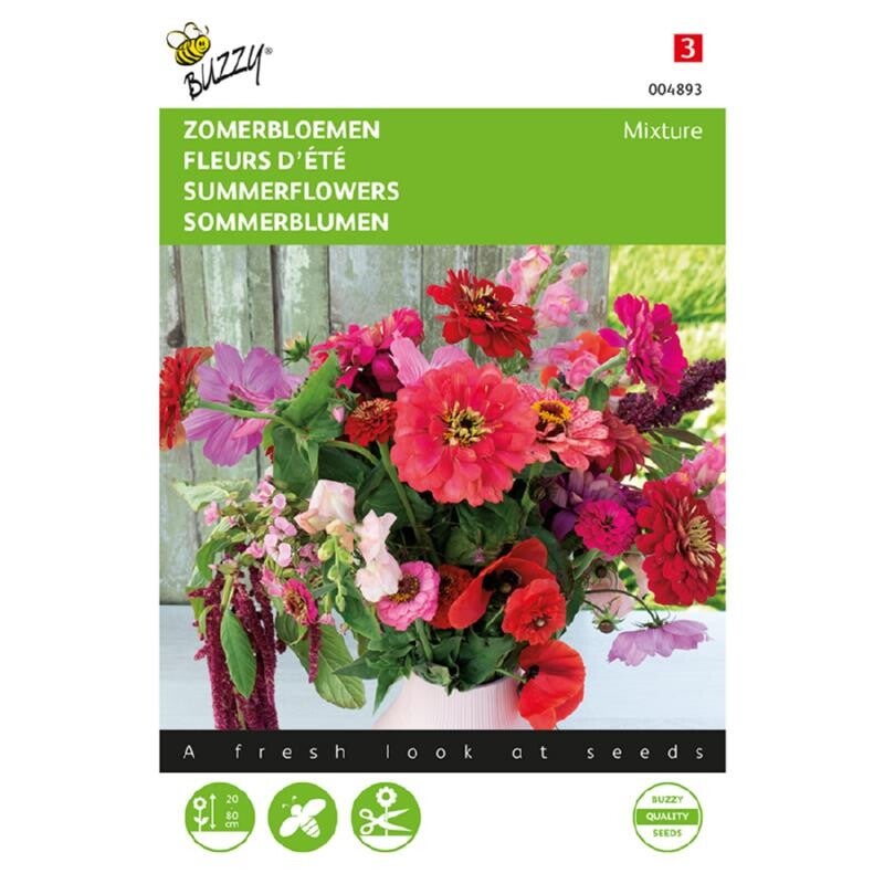 Buzzy® Zomerbloemen Roze en rood mengsel