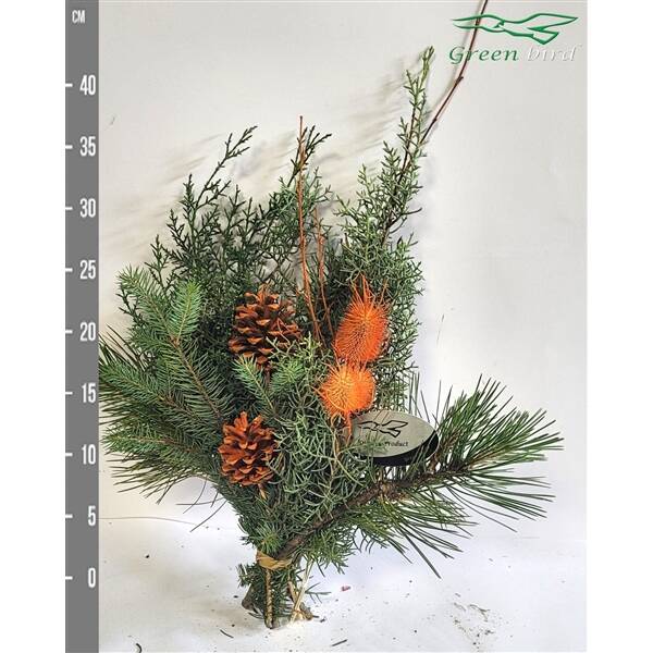 Kerst boeket oranje 35cm
