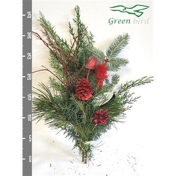 Kerst boeket rood 35cm