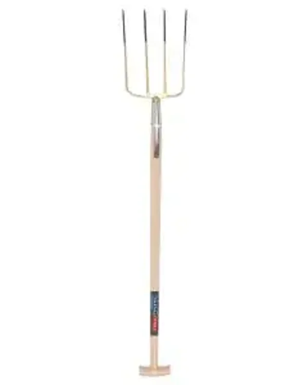 Mestvork - 4 tanden - Essenhouten steel - 100 centimeter