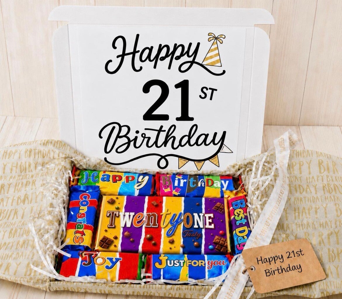 21st Birthday Gift, Personalised Chocolate Bar, 21st Birthday Chocolate Gift Box, Selection Box, 21st Birthday Present