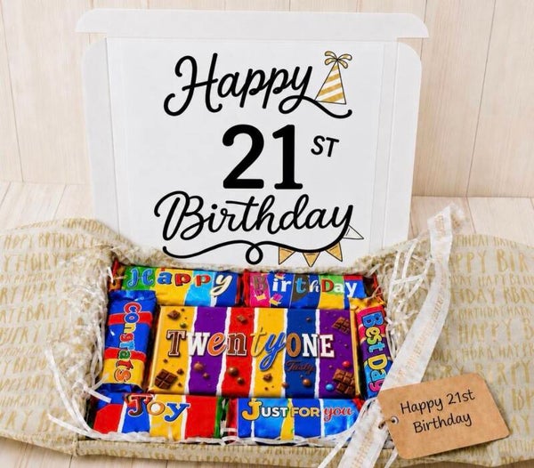 21st Birthday Gift, Personalised Chocolate Bar, 21st Birthday Chocolate Gift Box, Selection Box, 21st Birthday Present