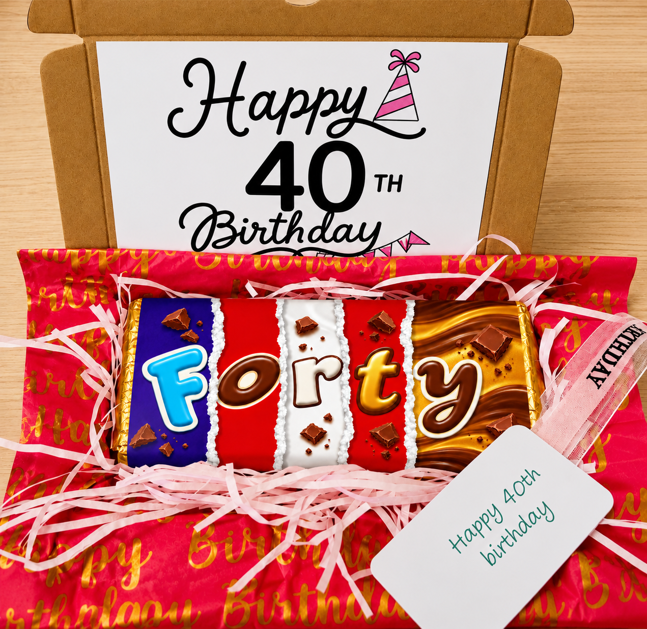 40th Birthday Gift, Personalised Chocolate Bar, Milestone 40th Birthday Gift Box, Sweet Treat, Unique Birthday Present