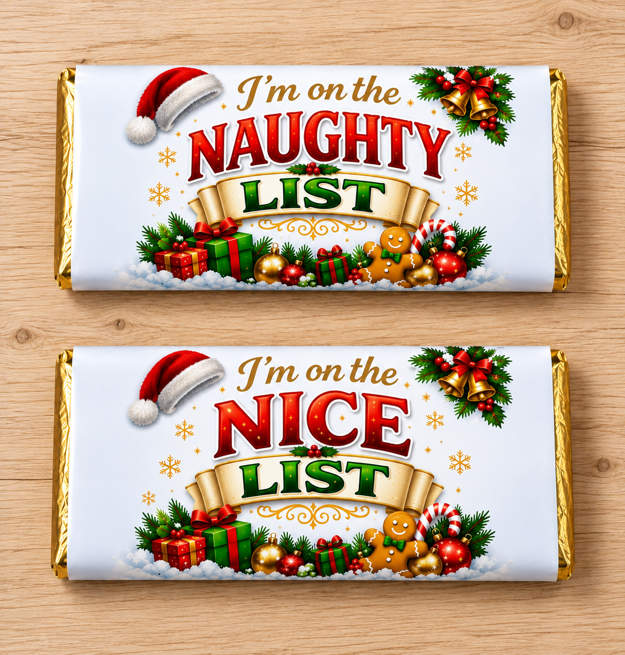 Naughty or Nice Christmas Chocolate Bar, Christmas Eve Gift for Kids, Santa Treat, Stocking Filler, Christmas Countdown Gift