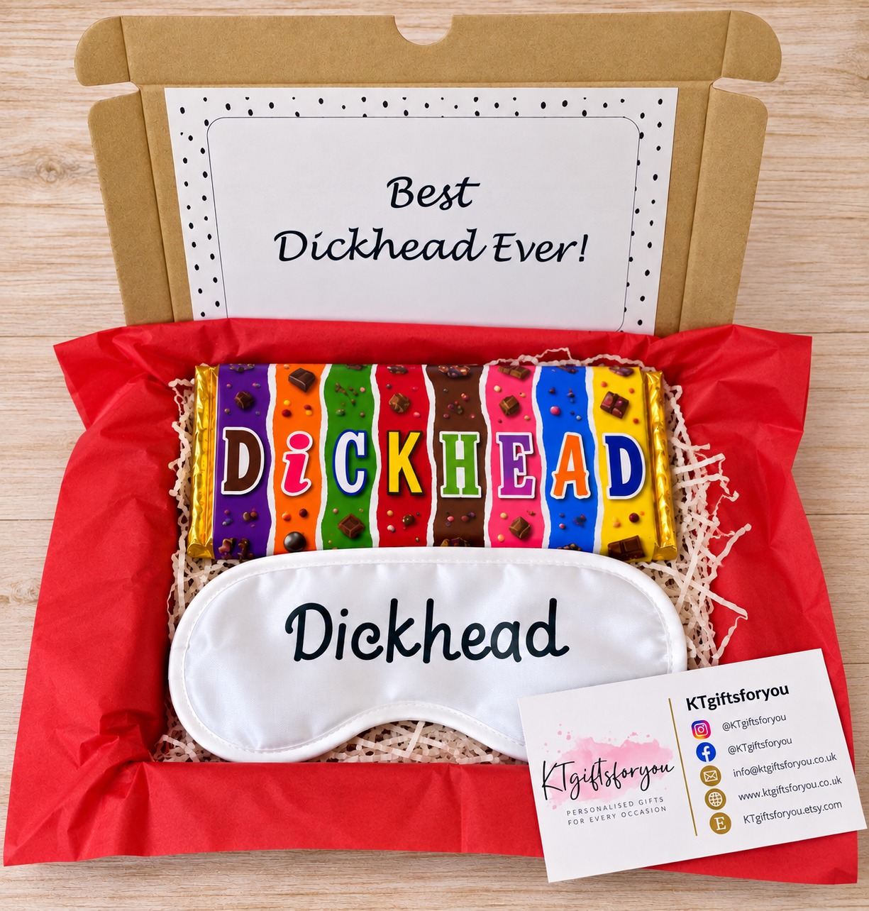 Rude Chocolate Bar & Sleep Mask Gift Set, Novelty Birthday Gift for Him or Her