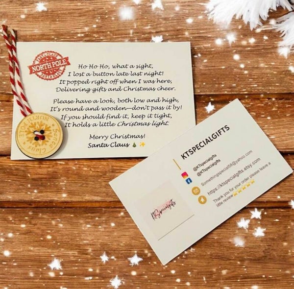 Santa’s Lost Button Christmas Eve Gift, Personalised Santa Button Keepsake, Christmas Eve Box Filler for Children