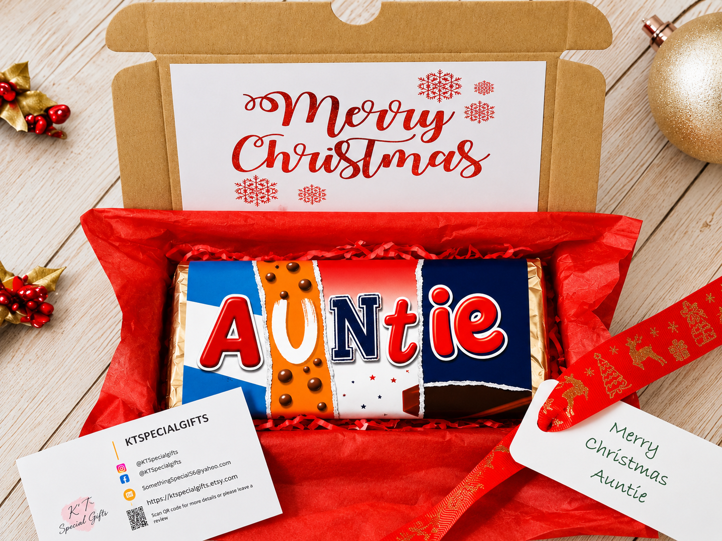 Auntie Christmas Gift, Personalised Chocolate Bar, Auntie Gift Box, Christmas Hamper, Pamper Gift for Auntie