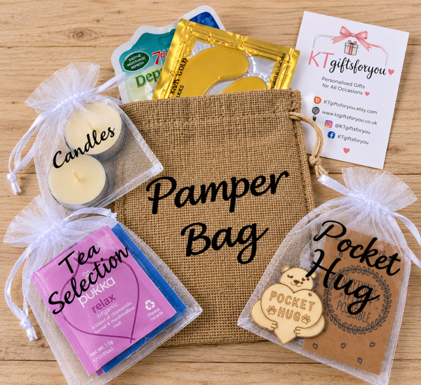 Personalised Pamper Gift Bag, Relaxation Gift Set for Her, Birthday or Thank You Gift