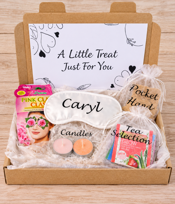 Relaxation & Self Care Gift with Sleep Mask, Tea & Candles