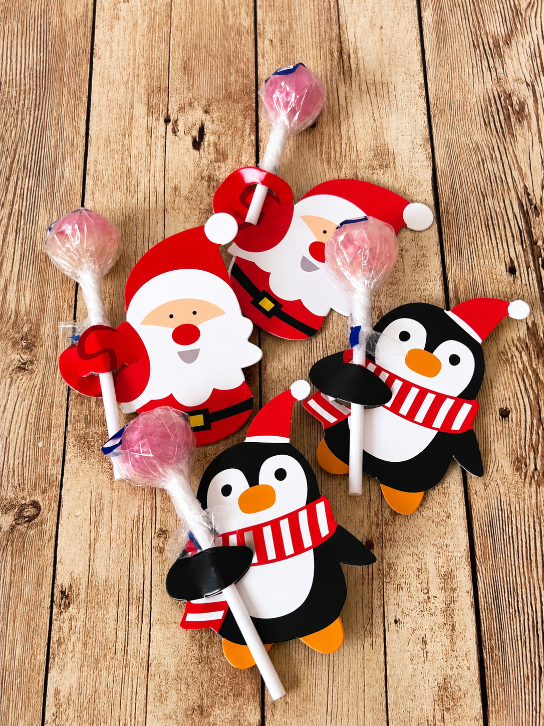 Christmas Lollipop Gifts with Sweets Included, Santa and Penguin Sweet Treats, Kids Stocking Fillers, Christmas Eve Box Gifts