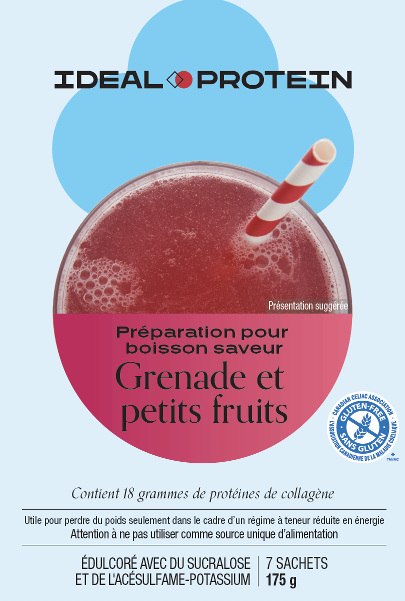 Préparation boisson grenade et petits fruits