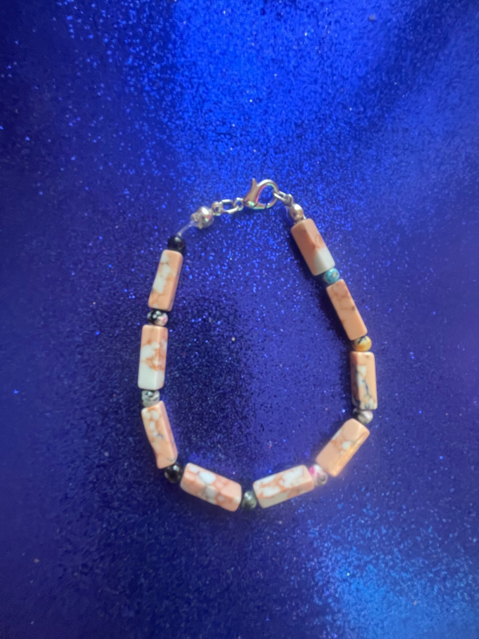 Bracciale marmo rosa e Agata