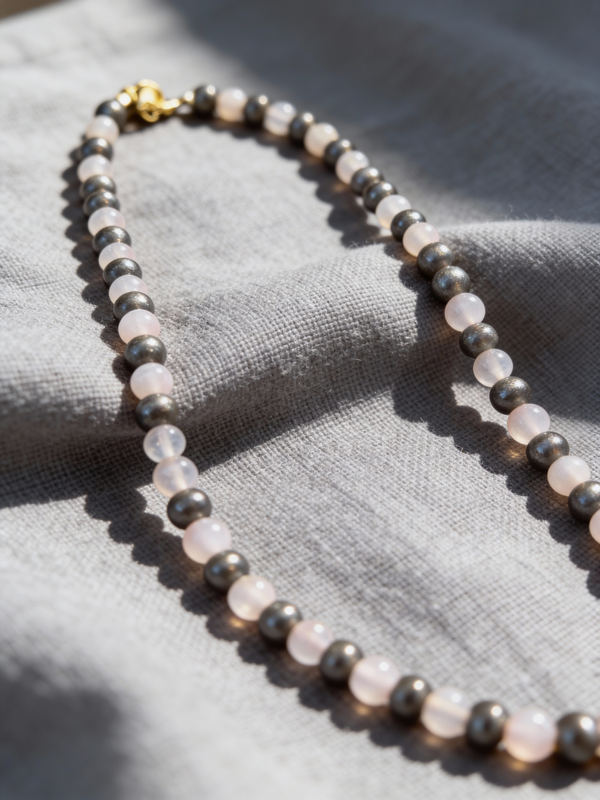 Collana pirite e Agata ciliegia