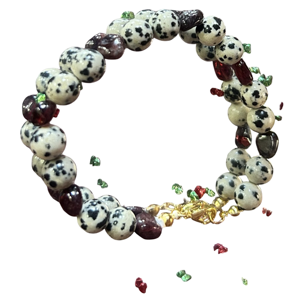 Bracciale diaspro dalmata e granato