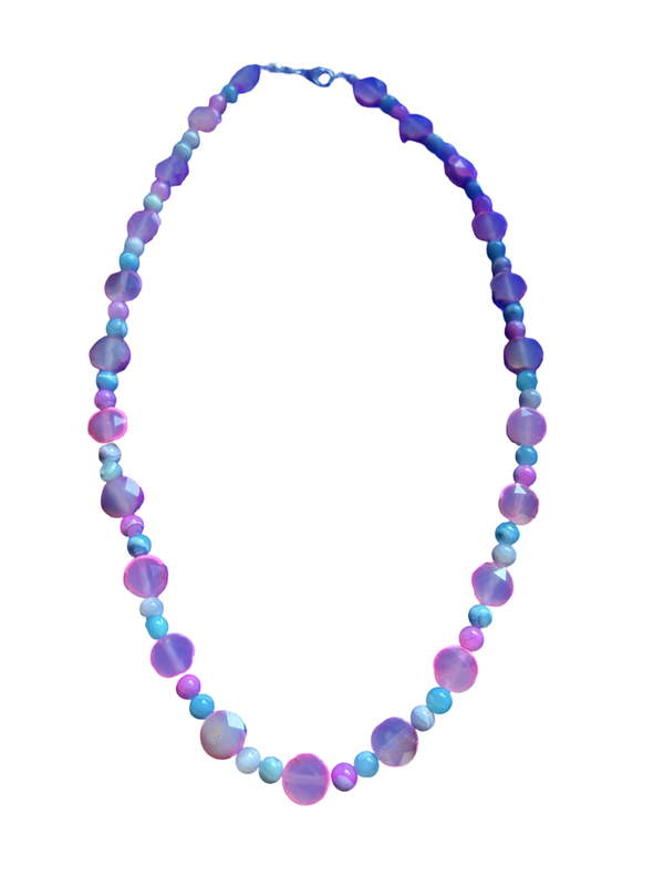 Collana Agata rosa e madreperla colorata