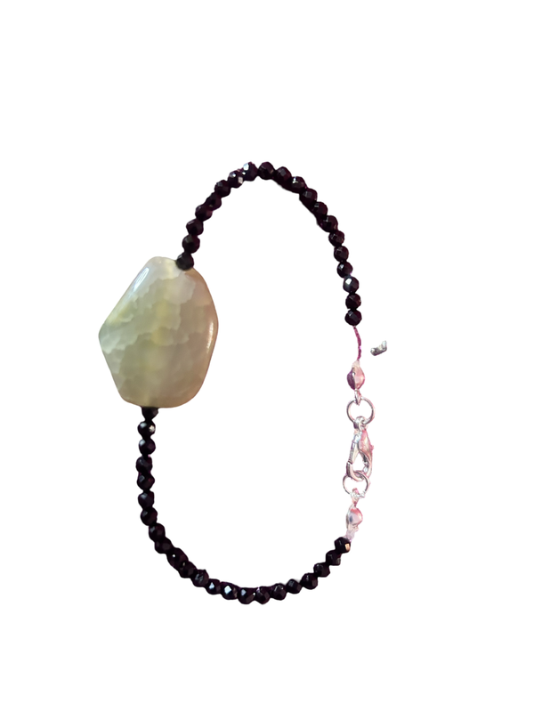 Bracciale spinello e pietra Agata verde