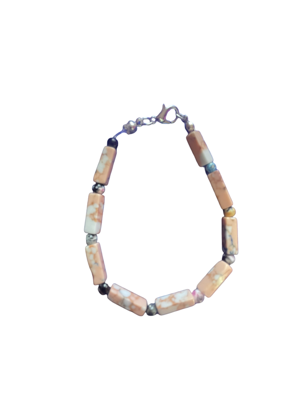 Bracciale marmo rosa e Agata