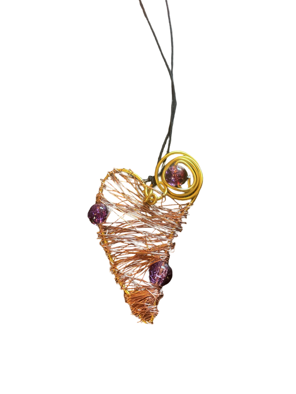 Collana rame cuore con perle