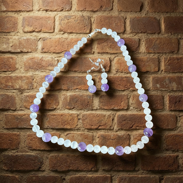 Collana calcite e ametista