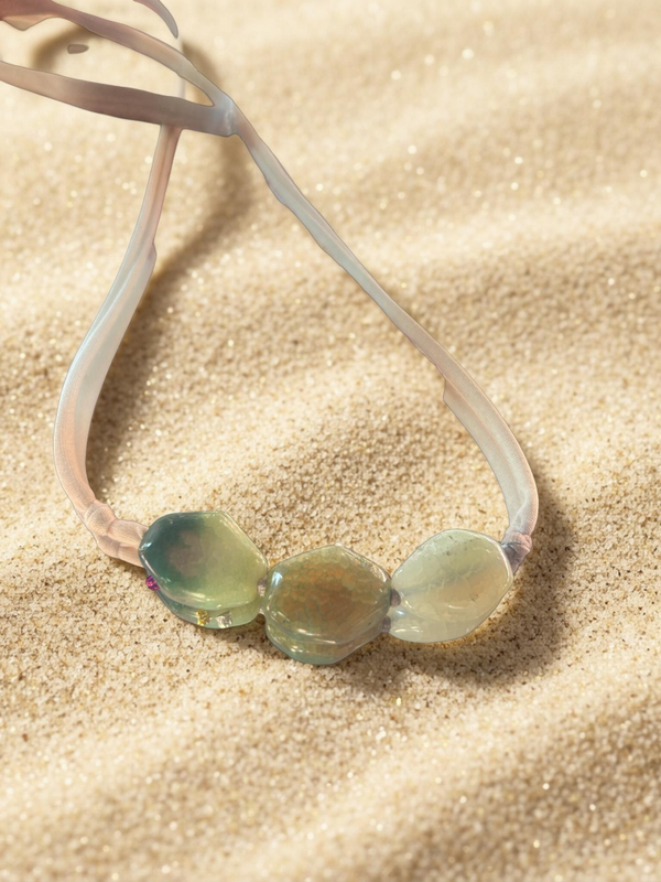 Collana Agata verde lunghezza regolabile