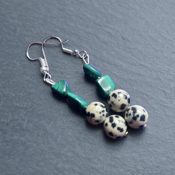Orecchini diaspro e malachite