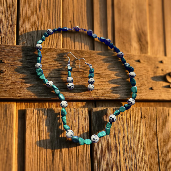 Collana malachite e diaspro dalmata