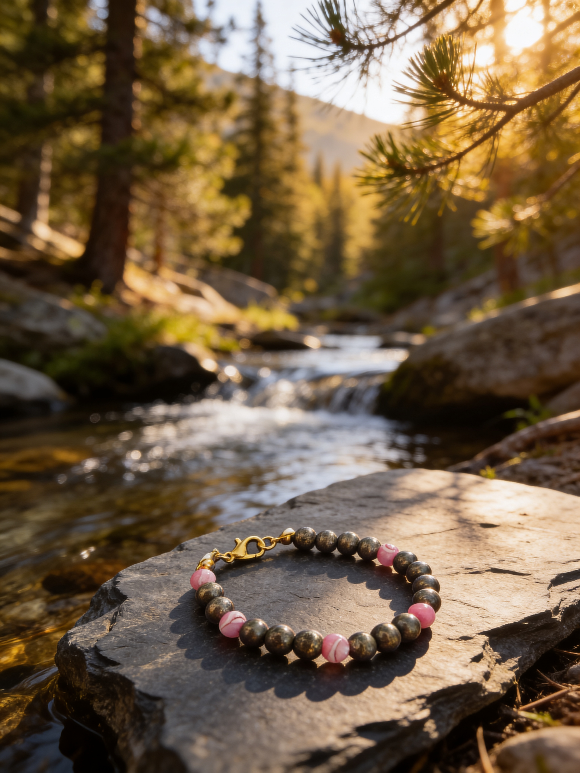 Bracciale pirite e madreperla colorata