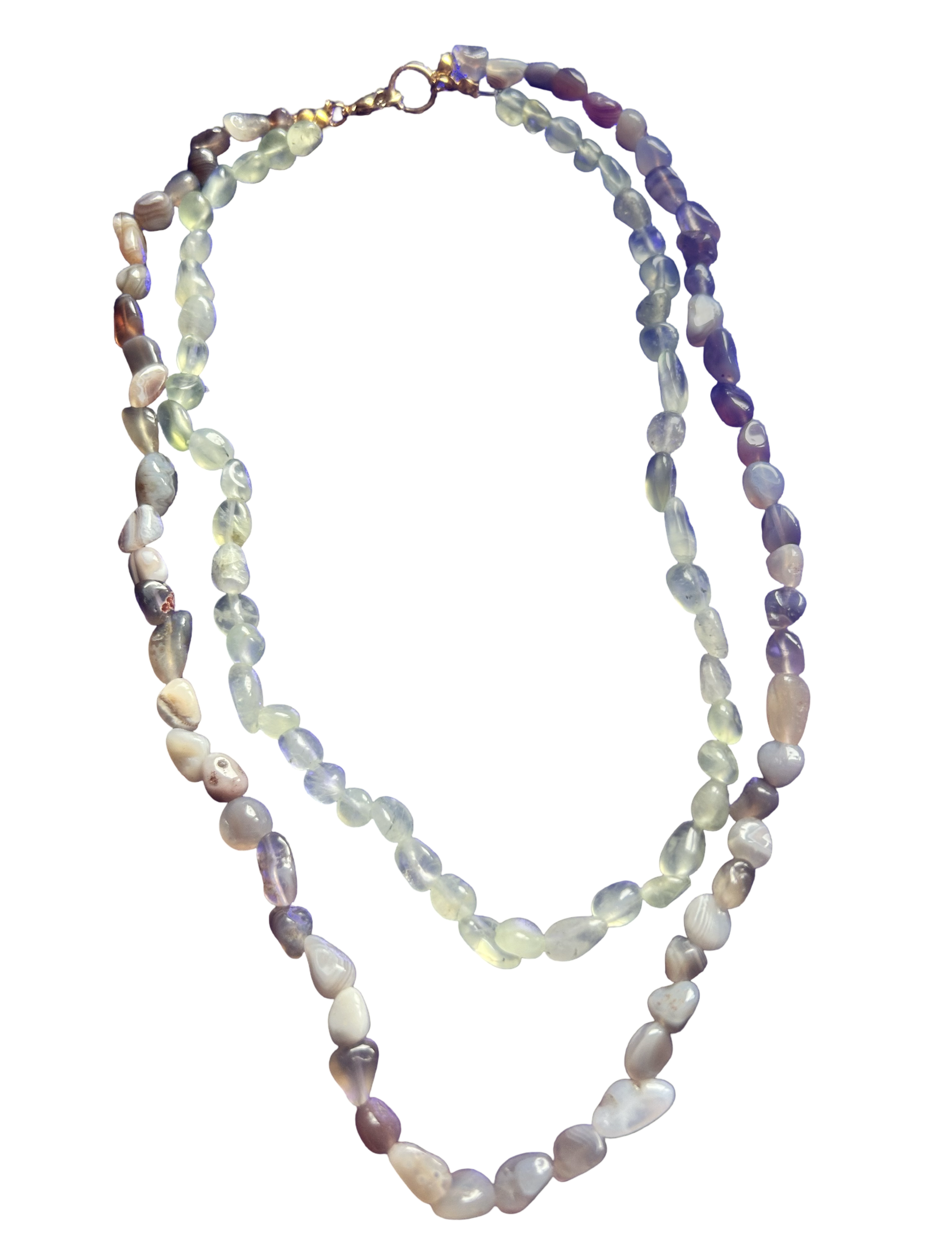 Collana doppia Agata Botswana e prenite