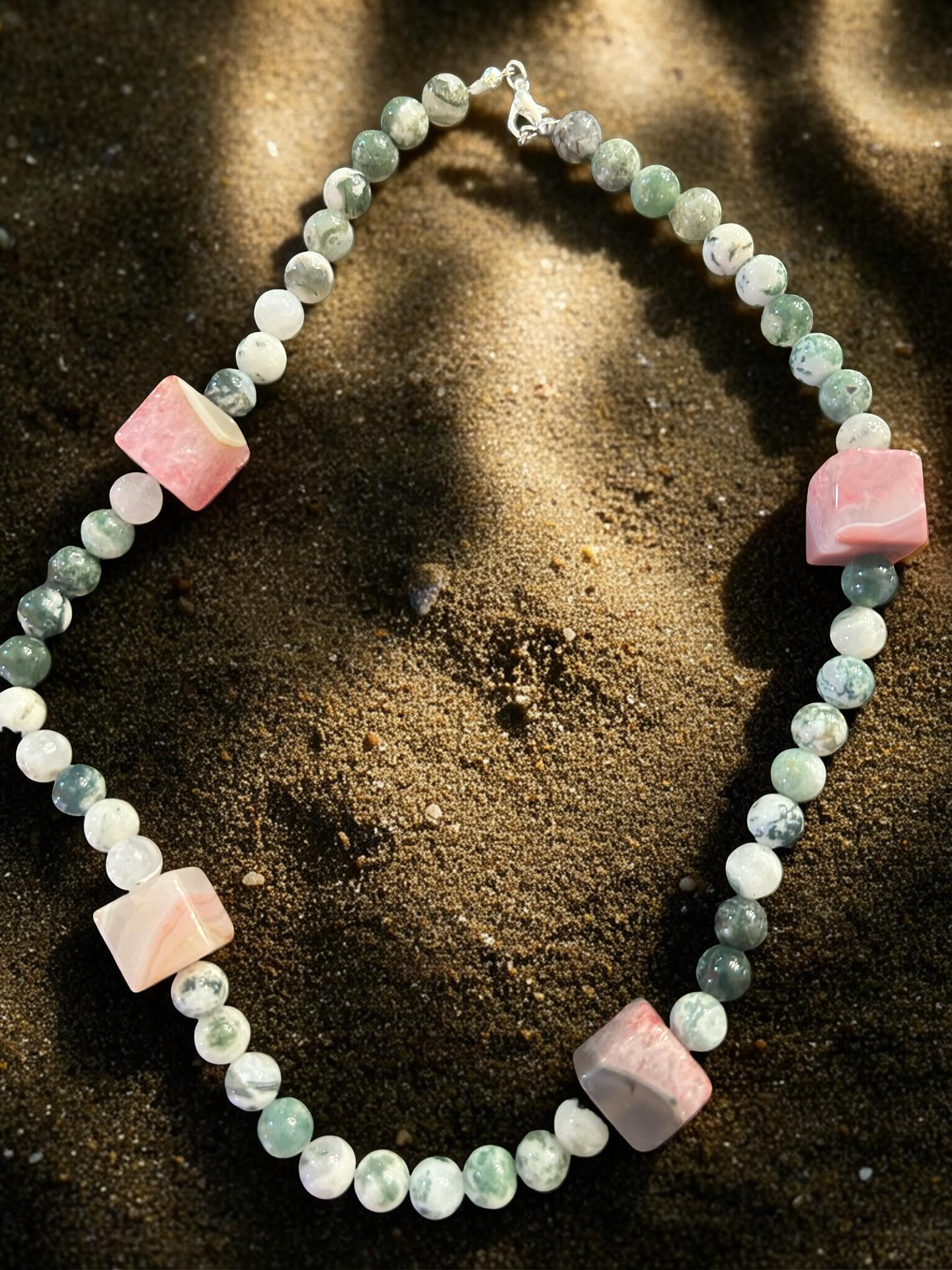 Collana Agata verde e rosa