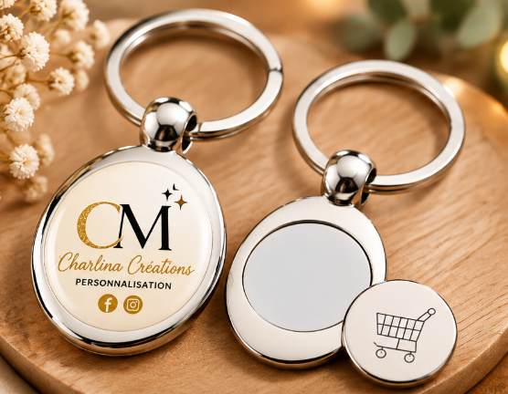 Porte-clé avec jeton de caddie aimanté personnalisé
