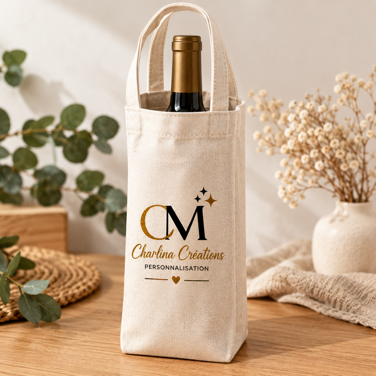 Sac à bouteille personnalisé – Toile recyclée