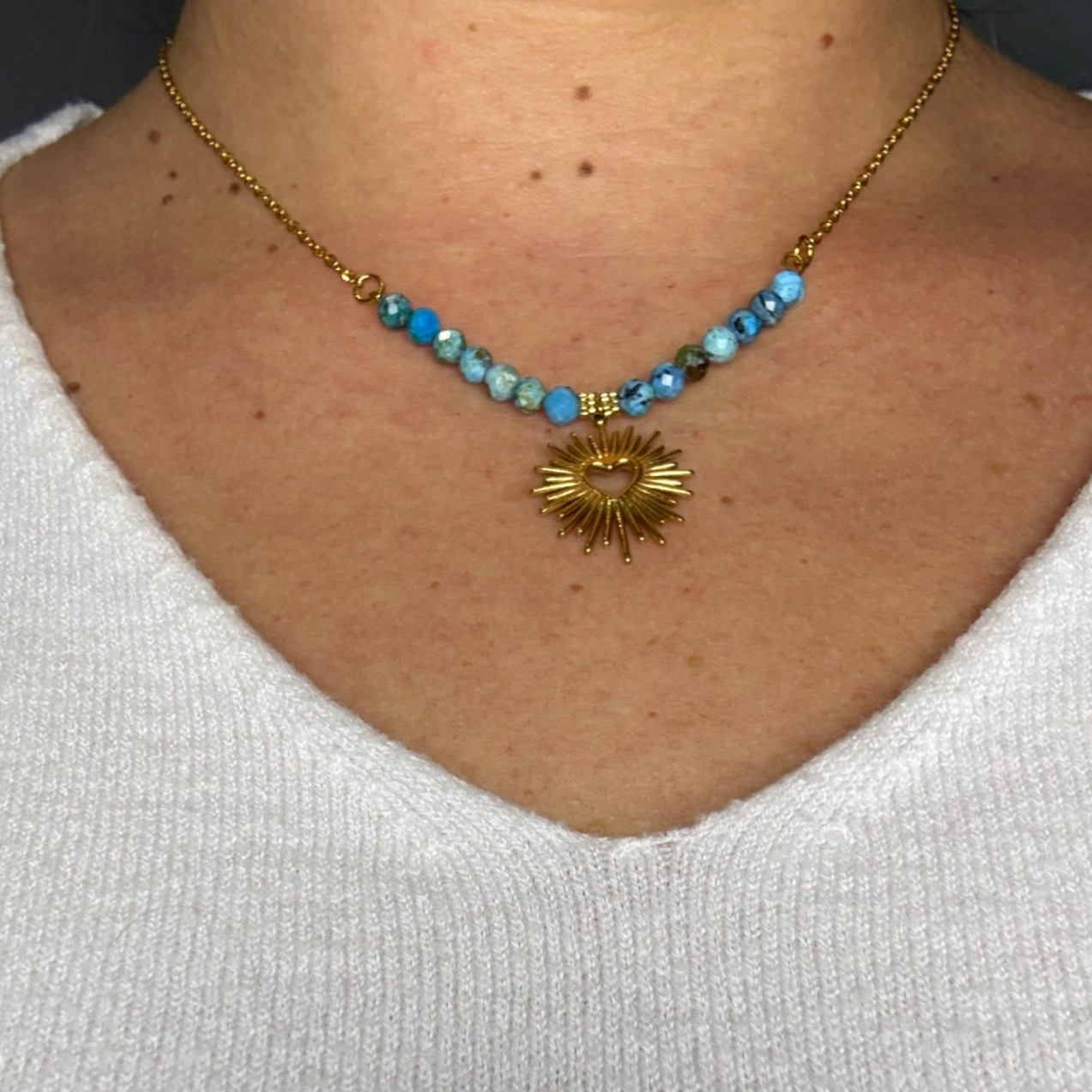 Collier Cœur Rayonnant #22 Apatite