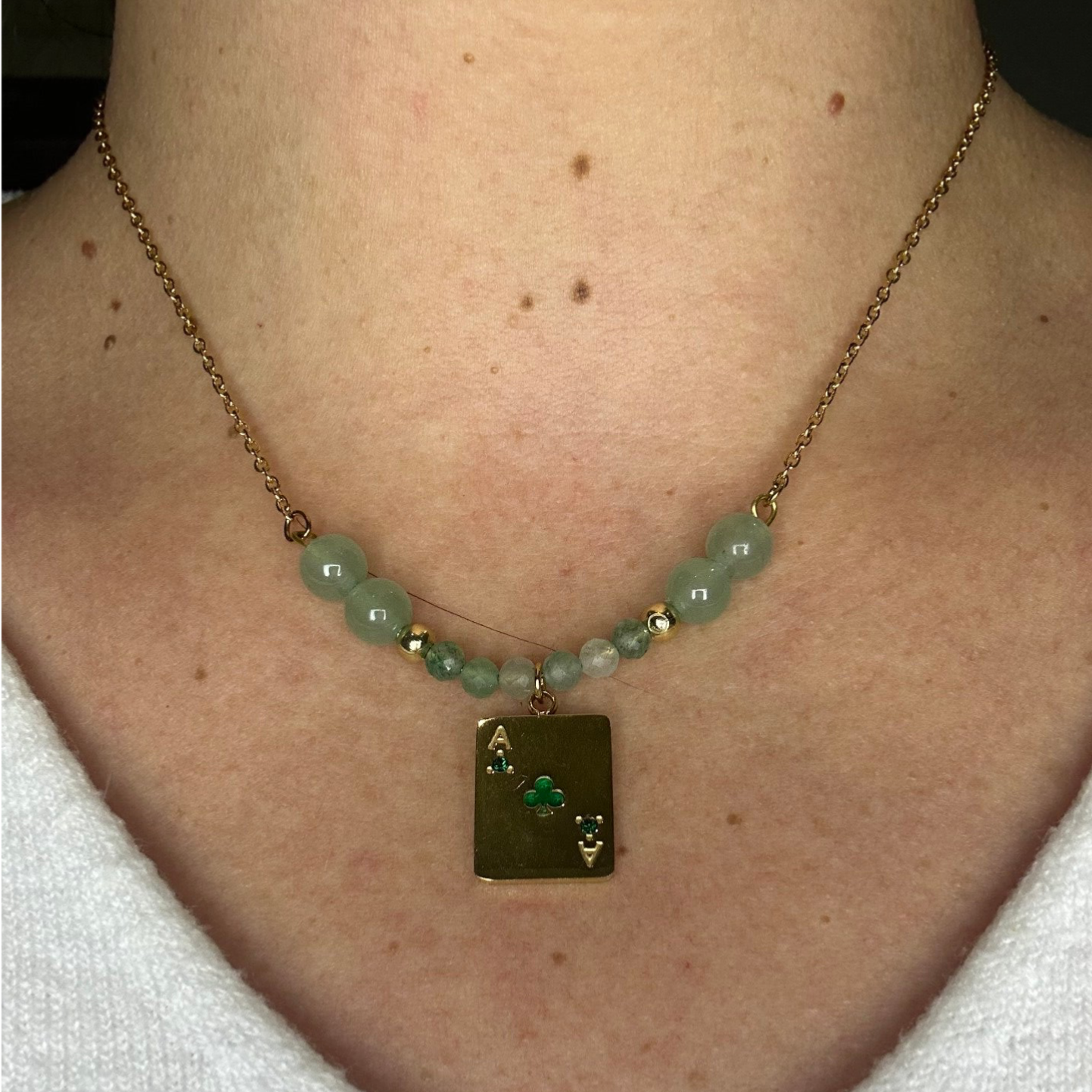 Collier As de Trèfle #17 Aventurine verte