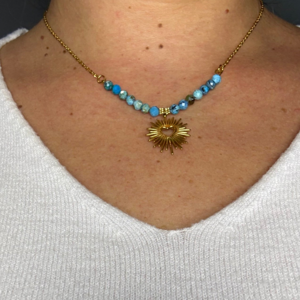 Collier Cœur Rayonnant #22 Apatite