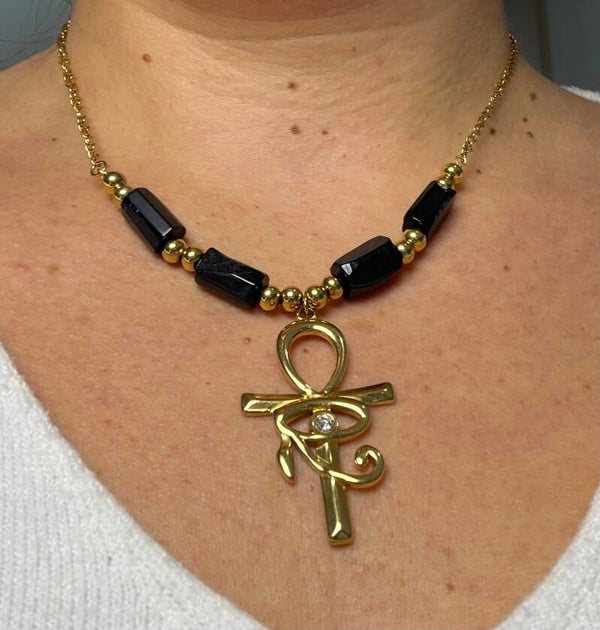 Collier Œil d’Horus #11 Onyx noir